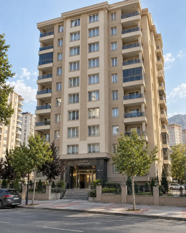 Balkonlu yüksek apartman bloğu – bina yönetimi